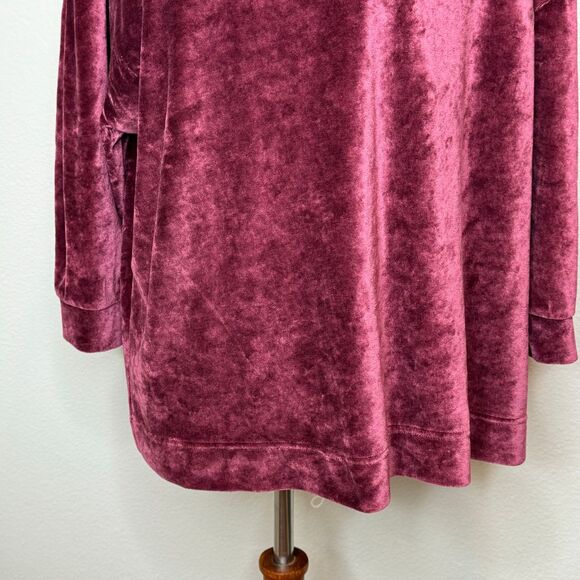 GARNET HILL Moonrise Velour Pullover Top XL Burgundy Dolman Sleeve Boxy Oversize - Picture 4 of 11